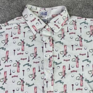Leon Levin Golf Shirt Women’s Medium Short Sleeve Polo Graphic Print Casual